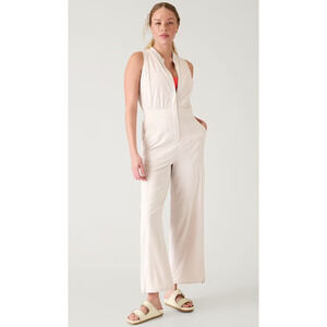 Athleta Brooklyn Utility Jumpsuit Abalone Size 14 Featherweight Stretch Romper